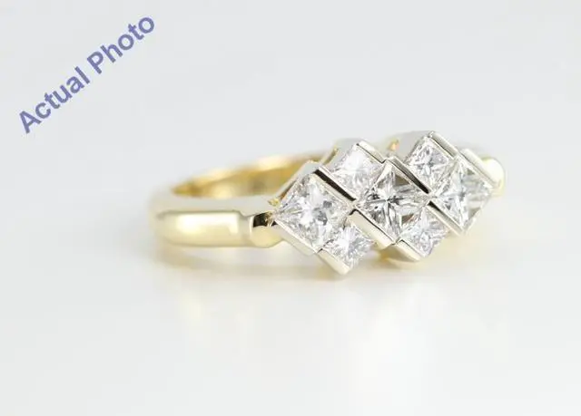 Alt view image 2 of 4 - 18k Yellow Gold Invisible Setting Princess Cut Diamond Multi-stone Engagement Ring (1.15 Ct, G-H Color, VS Clarity)