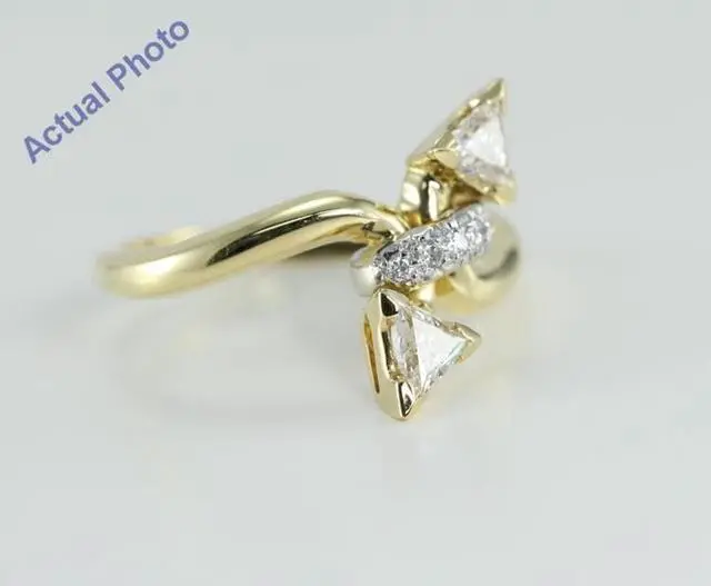 Alt view image 2 of 4 - 18k Yellow Gold Triangle and Round Cut Diamond Engagement Ring (0.56 Ct, I Color, VS Clarity)