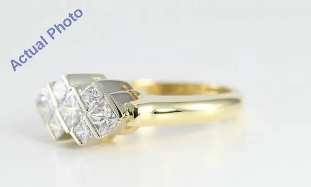 Alt view image 4 of 4 - 18k Yellow Gold Invisible Setting Princess Cut Diamond Multi-stone Engagement Ring (1.15 Ct, G-H Color, VS Clarity)