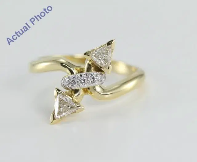 Alt view image 4 of 4 - 18k Yellow Gold Triangle and Round Cut Diamond Engagement Ring (0.56 Ct, I Color, VS Clarity)