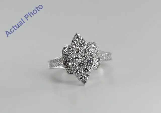 Main image of 18k White Gold Invisible Setting Marquise Shaped Round Cut Diamond Engagement Ring with Side Stones (1.75 Ct, G Color, VS Clarity)