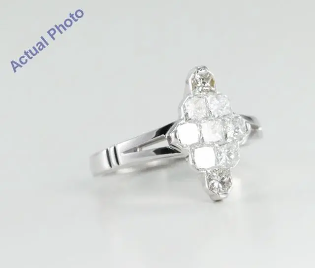 Alt view image 2 of 4 - 18k White Gold Invisible Setting Marquise Shaped Princess Cut Diamond Engagement Ring (1.28 Ct, G Color, VS Clarity)