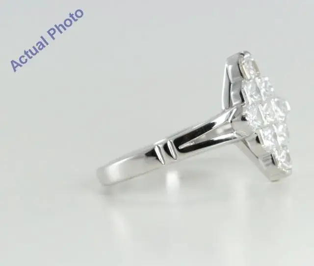 Alt view image 3 of 4 - 18k White Gold Invisible Setting Marquise Shaped Princess Cut Diamond Engagement Ring (1.28 Ct, G Color, VS Clarity)