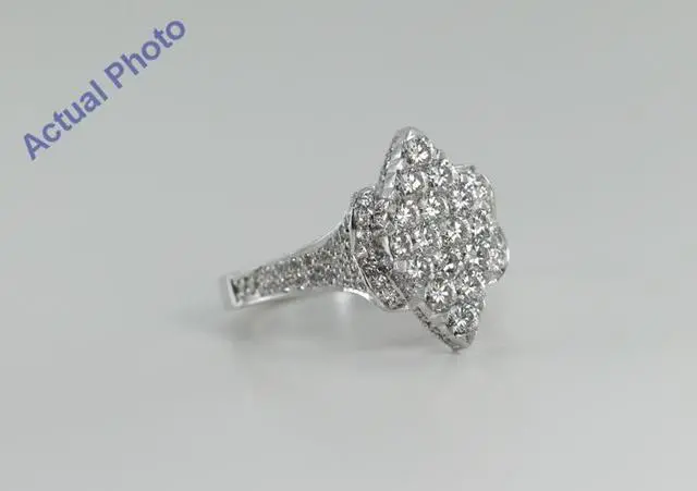 Alt view image 2 of 4 - 18k White Gold Invisible Setting Marquise Shaped Round Cut Diamond Engagement Ring with Side Stones (1.75 Ct, G Color, VS Clarity)