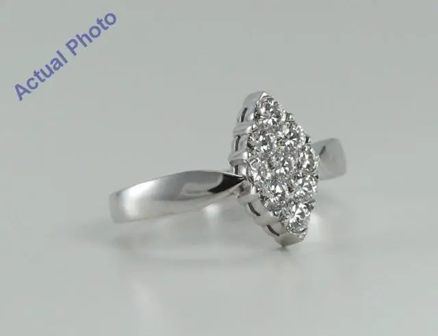 Alt view image 2 of 4 - 18k White Gold Invisible Setting Marquise Shaped Round Cut Diamond Engagement Ring (0.61 Ct, G Color, VS1 Clarity)