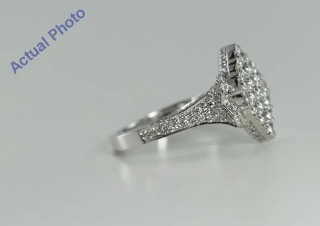 Alt view image 3 of 4 - 18k White Gold Invisible Setting Marquise Shaped Round Cut Diamond Engagement Ring with Side Stones (1.75 Ct, G Color, VS Clarity)