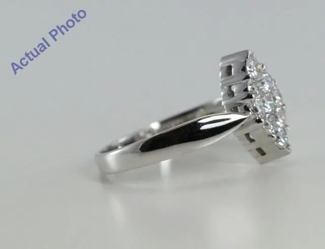 Alt view image 3 of 4 - 18k White Gold Invisible Setting Marquise Shaped Round Cut Diamond Engagement Ring (0.61 Ct, G Color, VS1 Clarity)