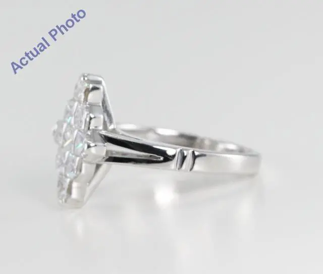 Alt view image 4 of 4 - 18k White Gold Invisible Setting Marquise Shaped Princess Cut Diamond Engagement Ring (1.28 Ct, G Color, VS Clarity)