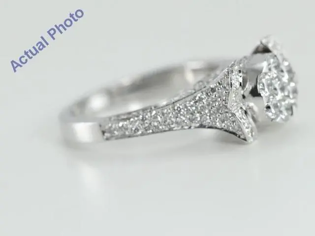 Alt view image 3 of 4 - 18k White Gold Invisible Setting Round Cut Diamond Engagement Ring (1.3 Ct, G Color, VS1 Clarity)