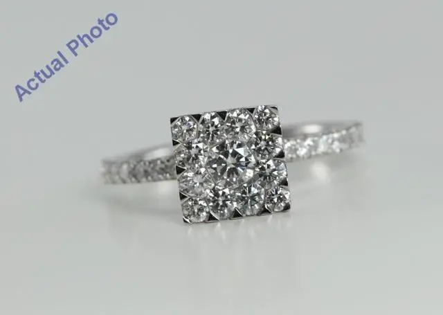 Main image of 18k White Gold Invisible Setting Round Cut Square Shaped Diamond Engagement Ring (1.12 Ct, G Color, SI2 Clarity)