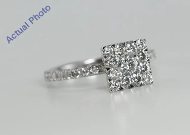 Alt view image 2 of 4 - 18k White Gold Invisible Setting Round Cut Square Shaped Diamond Engagement Ring (1.12 Ct, G Color, SI2 Clarity)