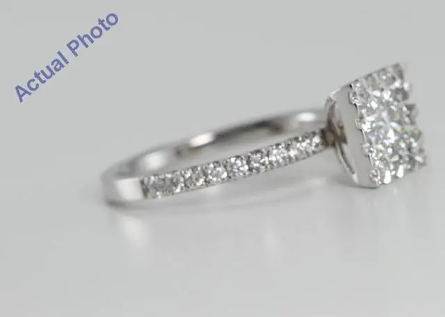 Alt view image 3 of 4 - 18k White Gold Invisible Setting Round Cut Square Shaped Diamond Engagement Ring (1.12 Ct, G Color, SI2 Clarity)