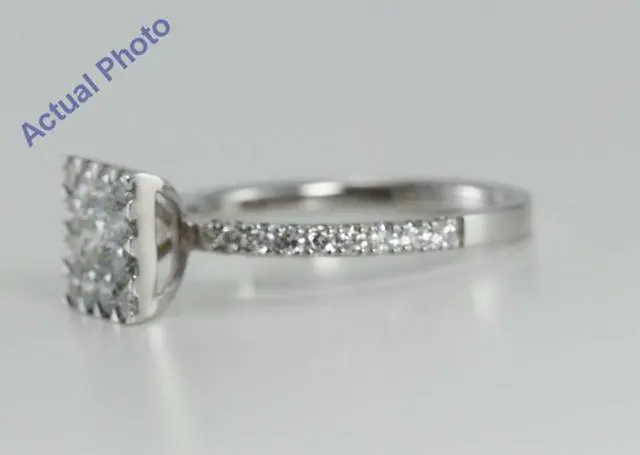 Alt view image 4 of 4 - 18k White Gold Invisible Setting Round Cut Square Shaped Diamond Engagement Ring (1.12 Ct, G Color, SI2 Clarity)