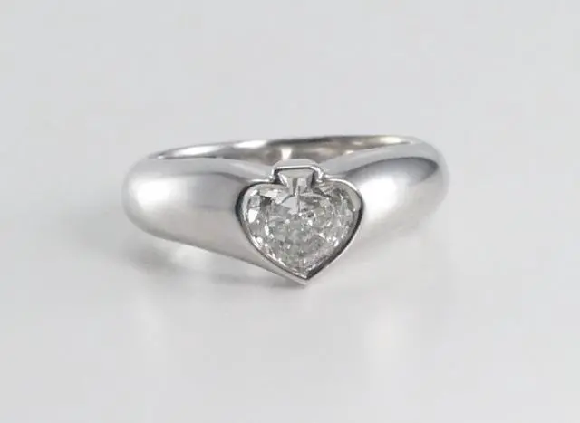 Main image of 18k White Gold Spade Cut Bezel Solitaire Diamond Engagement Ring (0.77 Ct, G Color, SI1 Clarity)