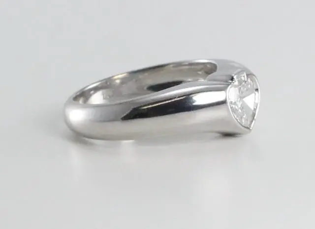 Alt view image 3 of 4 - 18k White Gold Spade Cut Bezel Solitaire Diamond Engagement Ring (0.77 Ct, G Color, SI1 Clarity)