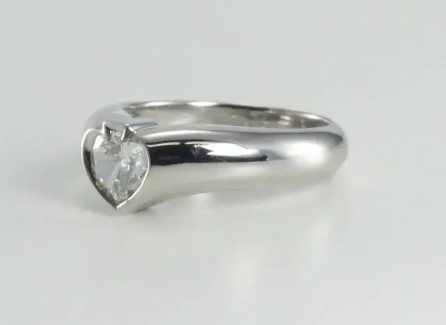 Alt view image 4 of 4 - 18k White Gold Spade Cut Bezel Solitaire Diamond Engagement Ring (0.77 Ct, G Color, SI1 Clarity)
