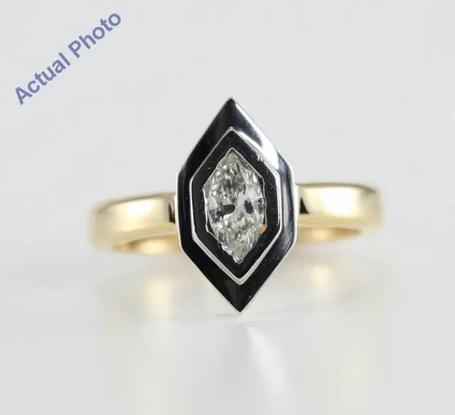 Main image of 18k Platinum & Yellow Gold Marquise Cut Bezel Solitaire Diamond Engagement Ring (0.5 Ct, I Color, VS Clarity)