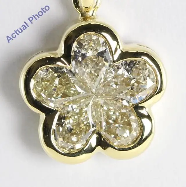 Alt view image 2 of 2 - 18k Yellow Gold Invisible Setting Pear Cut Diamond Flower Pendant (1.08 Ct, M-N Color, VS Clarity)