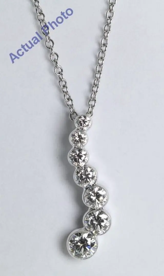 Main image of 18k White Gold Invisible Setting Round Cut 7 Stone Diamond Pendant (0.8 Ct, G Color, VS Clarity)