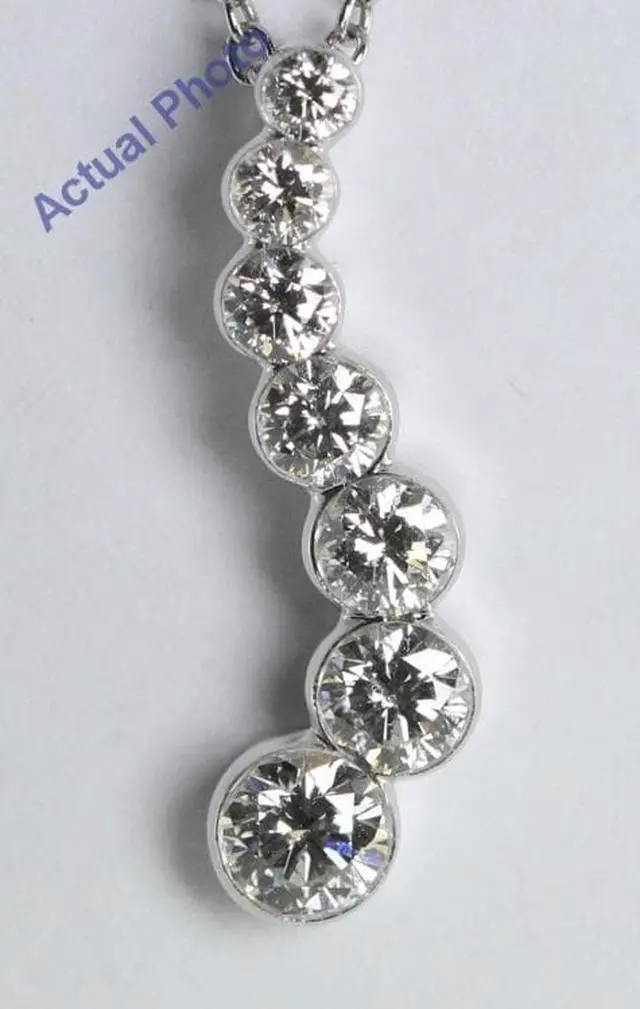 Alt view image 2 of 2 - 18k White Gold Invisible Setting Round Cut 7 Stone Diamond Pendant (0.8 Ct, G Color, VS Clarity)