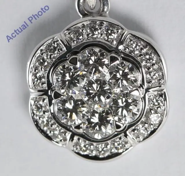 Alt view image 2 of 2 - 18k White Gold Invisible Setting Round Cut Diamond Flower Pendant (0.68 Ct, G Color, VS Clarity)