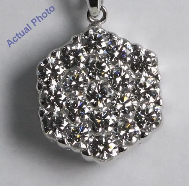 Alt view image 2 of 2 - 18k White Gold Invisible Setting Round Cut Diamond Hexagon Flower Pendant (1.1 Ct, G Color, VS1 Clarity)