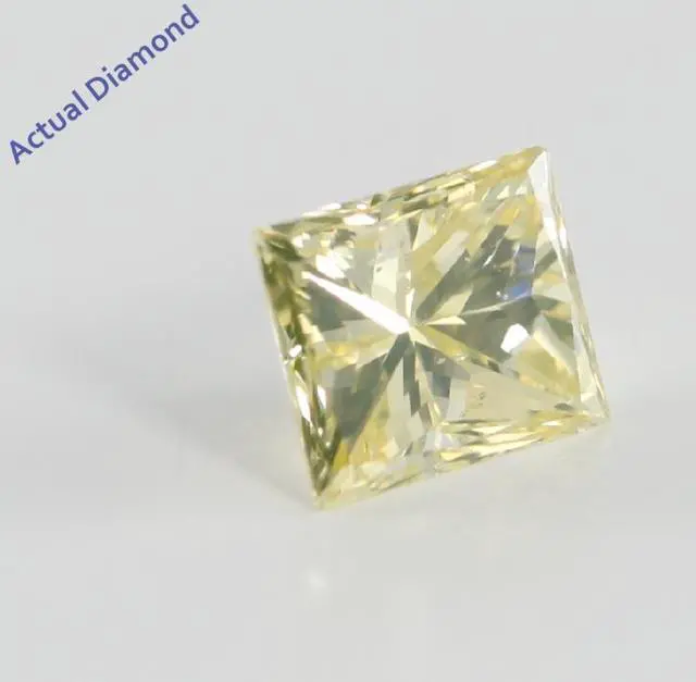 Alt view image 3 of 5 - Princess Cut Loose Diamond (0.82 Ct, Natural Fancy Yellow Color, SI1 Clarity) IGL Certified