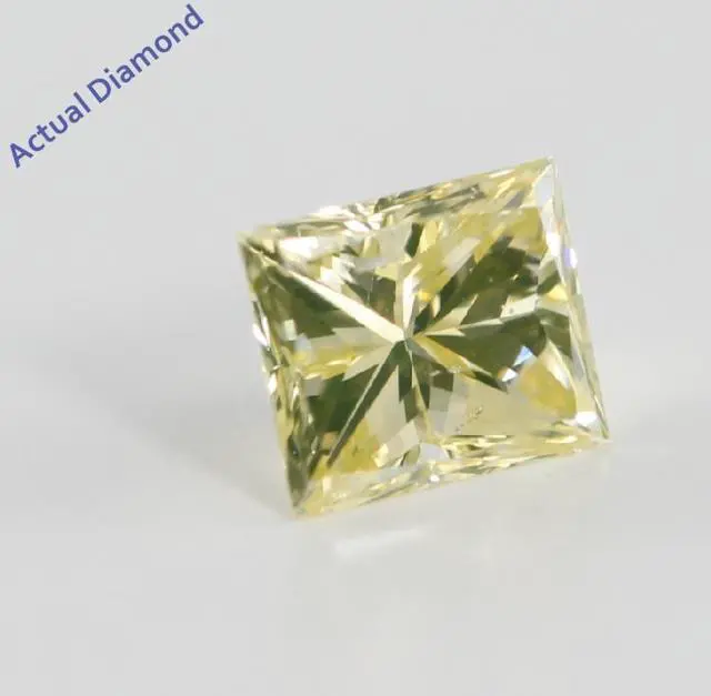 Alt view image 2 of 5 - Princess Cut Loose Diamond (0.82 Ct, Natural Fancy Yellow Color, SI1 Clarity) IGL Certified