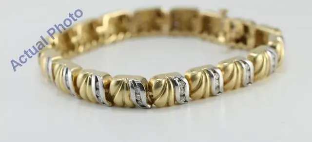 Alt view image 2 of 3 - 14k White & Yellow Gold Round Cut Vintage Style Two Tone Diamond Fashion Bracelet (1.75 Ct, G-H, SI1)