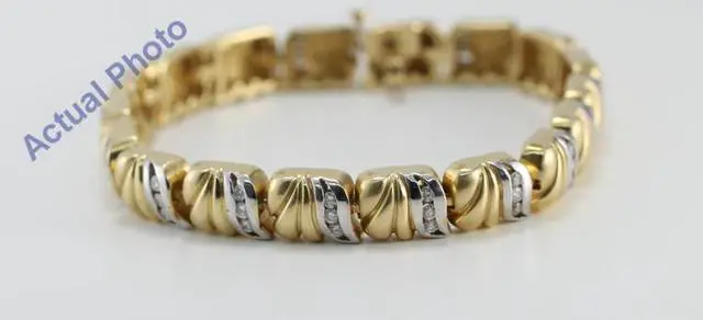 Main image of 14k White & Yellow Gold Round Cut Vintage Style Two Tone Diamond Fashion Bracelet (1.75 Ct, G-H, SI1)