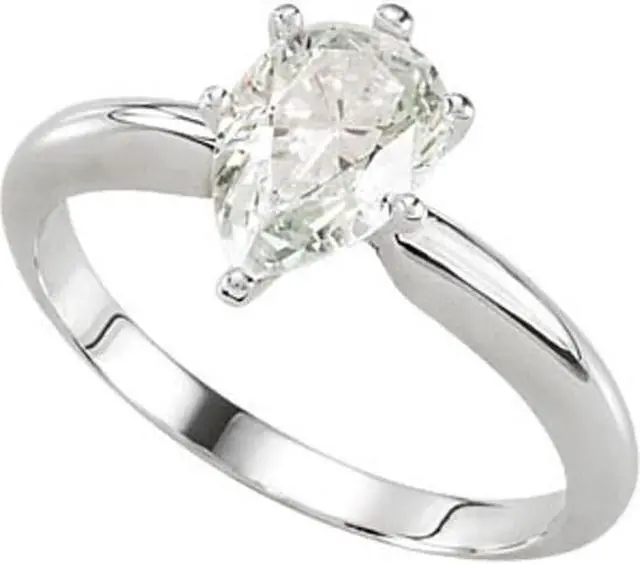 Main image of Pear Diamond Solitaire Engagement Ring, 14K White Gold (0.59 Ct, I Color, SI1 Clarity) GIA Certified