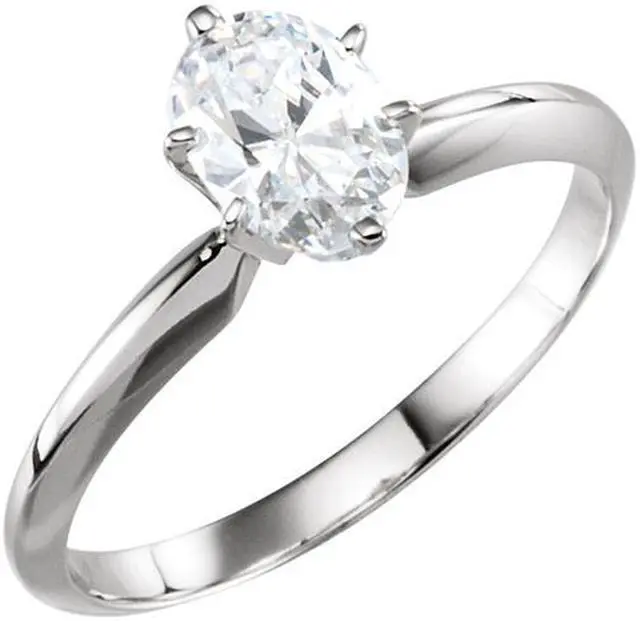 Main image of Oval Diamond Solitaire Engagement Ring, 14k White Gold (1 Ct, H Color, VVS2 Clarity) GIA Certified
