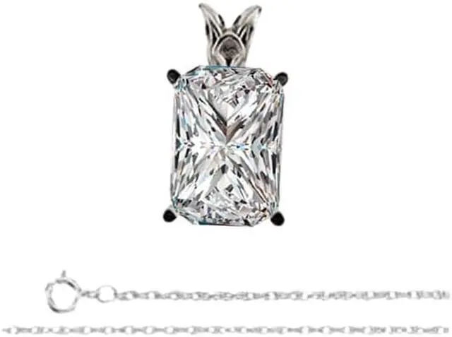 Main image of Radiant Diamond Solitaire Pendant Necklace 14K White Gold (1.01 Ct,F Color,VS2 Clarity) GIA Certified