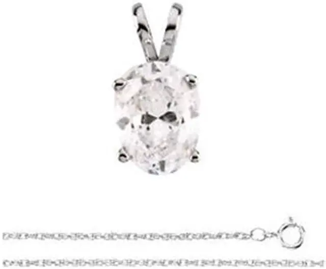 Main image of Oval Diamond Solitaire Pendant Necklace 14k White Gold (0.4 Ct,D Color,VVS2 Clarity) GIA Certified