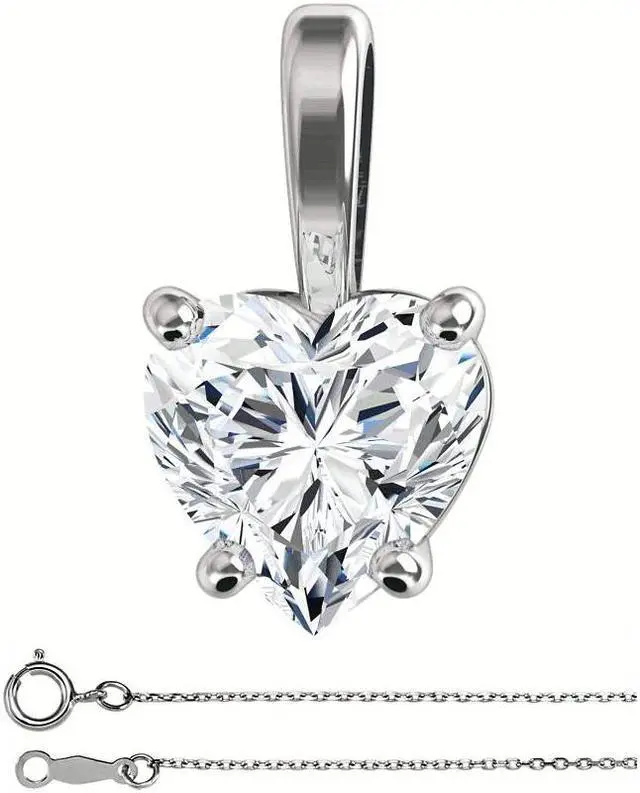 Main image of Heart Diamond Solitaire Pendant Necklace 14K White Gold (0.93 Ct,G Color,SI1 Clarity) GIA Certified