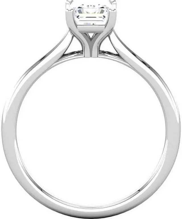 Alt view image 4 of 5 - Emerald Diamond Solitaire Engagement Ring, 14K White Gold (0.78 Ct, D Color, SI2 Clarity) GIA Certified