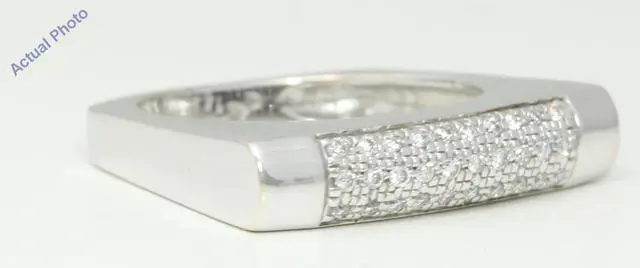 Alt view image 2 of 4 - 14k White Gold Round Modern contemporary square shaped domed eternity diamond wedding band (0.25 Ct, H , SI )