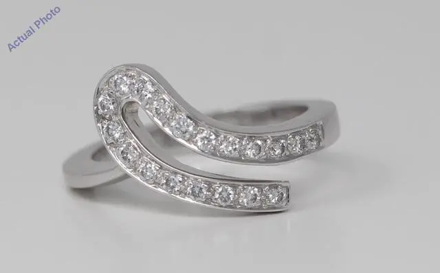 Alt view image 4 of 4 - 18k White Gold Round Cut Double ribbon wedding diamond ring (0.25 Ct, H Color, VS Clarity)