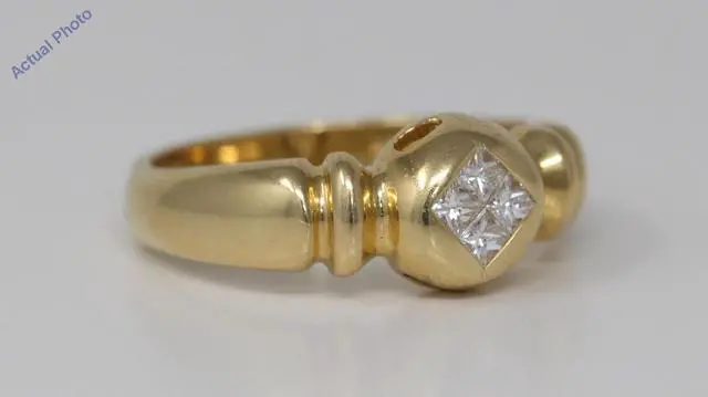 Main image of 18k Yellow Gold Princess Invisible Setting Four stone contemporary classic diamond ring(0.3 ct, H, VS)