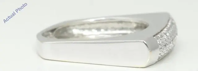 Alt view image 3 of 4 - 14k White Gold Round Modern contemporary square shaped domed eternity diamond wedding band (0.25 Ct, H , SI )