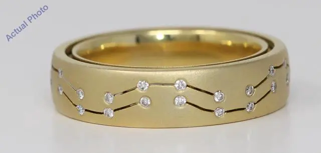 Alt view image 3 of 3 - 18k Yellow Gold Round Cut Diamond Millenium revolving wedding band (0.41 Ct, H Color, SI Clarity)