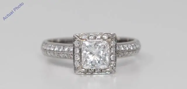 Main image of 18k White Gold Princess Diamond Square engagement engagementdiamond ring set shoulders (1.47 Ct, H, I1 )