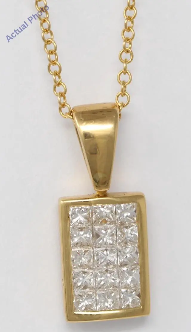 Main image of 18k Yellow Gold Princess Invisible Setting diamond rectangular classic stylish dress pendant (1.05 Ct, H, VS)