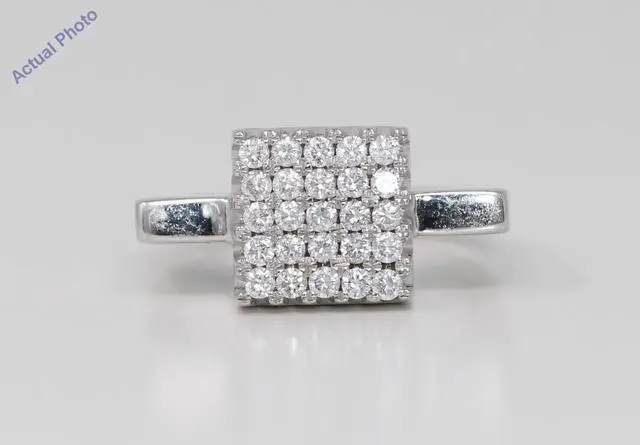 Alt view image 4 of 4 - 18k White Gold Round Cut Modern classic square dress wedding diamond ring (0.67 Ct, H Color, VS Clarity)