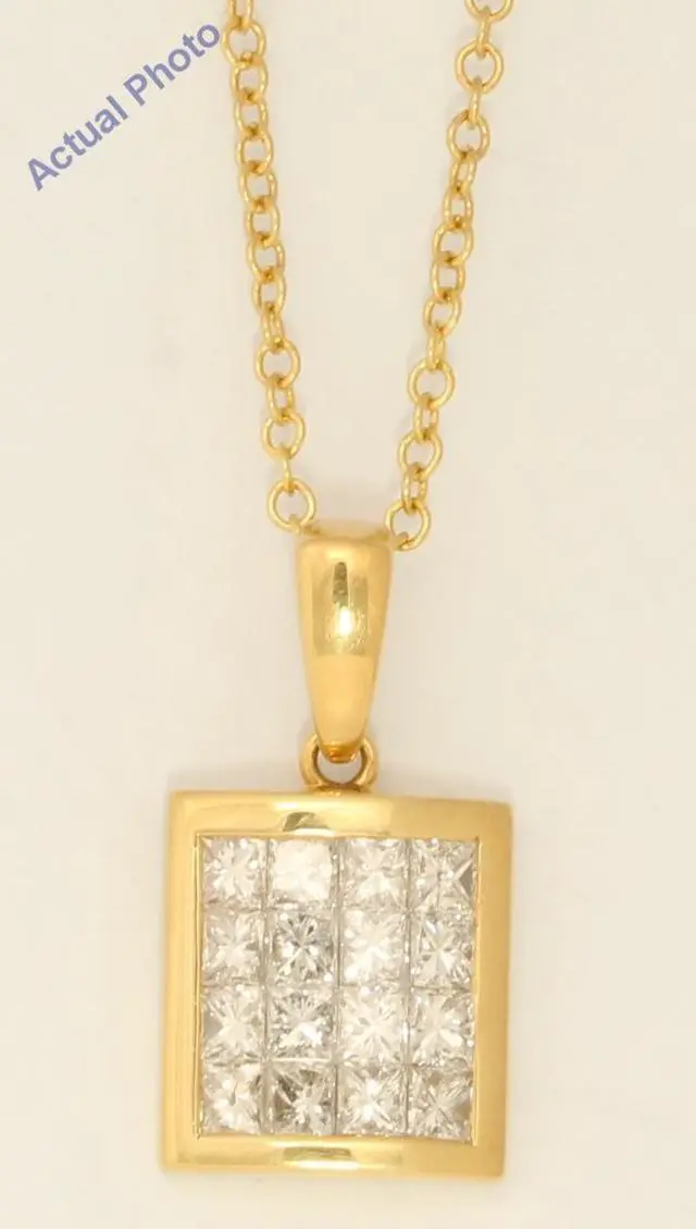 Main image of 18k Yellow Gold Princess elegant modern classic rectangular dress diamond pendant(1.03 ct, H, VS)