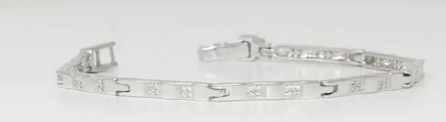 Main image of 14k White Gold Round Fifties-style contemporary classic diamond link bracelet (0.6 Ct, H Color, SI2 Clarity)