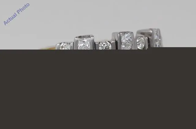 Alt view image 2 of 4 - 18k Two Tone Gold Princess Four row staggered modern contemporary diamond dress wedding band (1.12 Ct, H, VS)