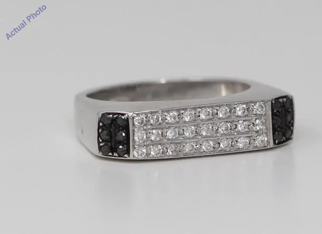 Alt view image 2 of 4 - 18k White Round Modern classic square three row diamond wedding eternity ring(0.53 ct, Black(Irradiated), Si)