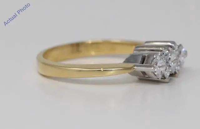 Alt view image 3 of 4 - 18k Two Tone Gold Princess Trilogy engagement ring with four diamond spacers (0.75 Ct, H Color, VS Clarity)
