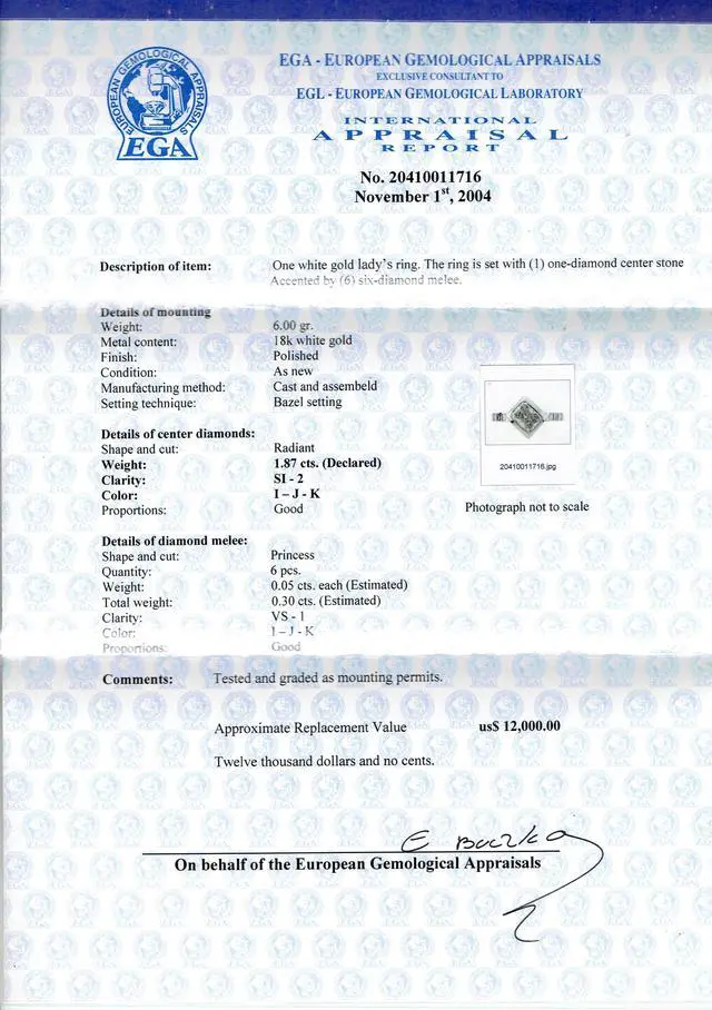 Alt view image 4 of 5 - 18k White Gold Radiant & Princess Bezel Setting Classic dress pavee set shoulders Ring(2.17 ct, J, SI2)